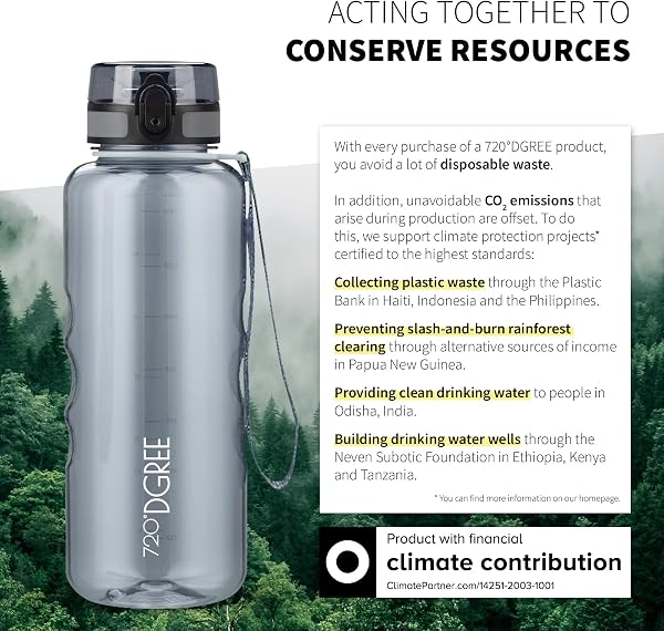 720°DGREE Gourde, Bouteille d’Eau “uberBottle“ +Tamis-Fruits – 350ml, 500ml, 650ml, 1l, 1,5l, 2l - Sans BPA, Étanche, Anti-Fuite, Réutilisable, Légère - Idéal pour École, Sport, Fitness, Gym, Travail - 5