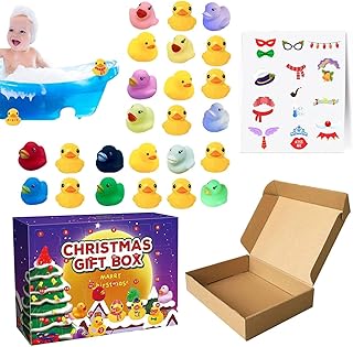 Mini Rubber Duck Advent Calendar 2023 | Christmas 24 Rubber Ducks Advent Calendar with Sticker | DIY Cute Rubber Duck Countdown Calendar | Rubber Ducks Bath Toy for Boys, Girls, Kids Party Favor Gifts