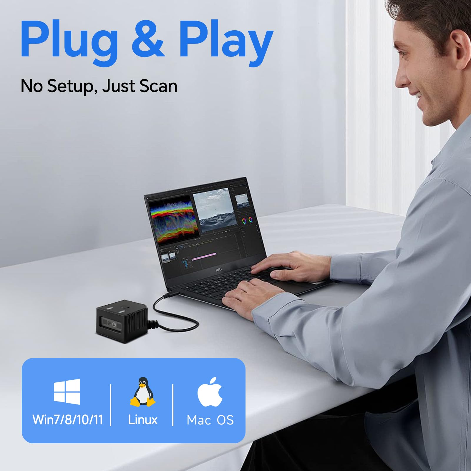 Yanzeo S15 2D Embedded Fixed Mount Barcode Scanner Scan Engine, USB Interface, High Speed CMOS QR Code Reader Module with Auto-Sense and Continuous Scan, IP54 Durable for Kiosk, Factory, POS Terminal