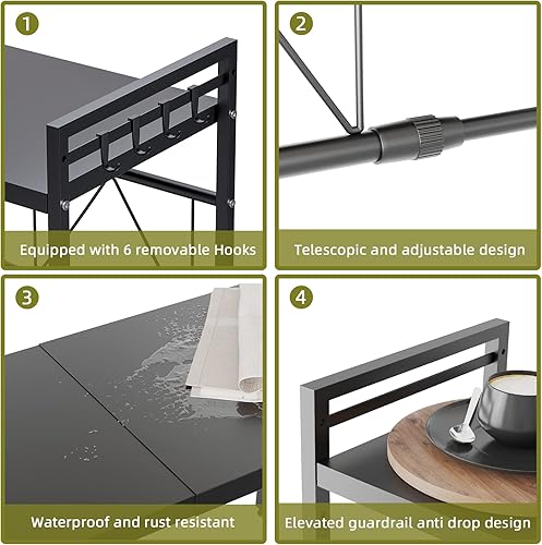 Miniatura 5 de NETEL Estante extensible para horno de microondas, estante ajustable para microondastostadora, soporte resistente, organizador de encimera de