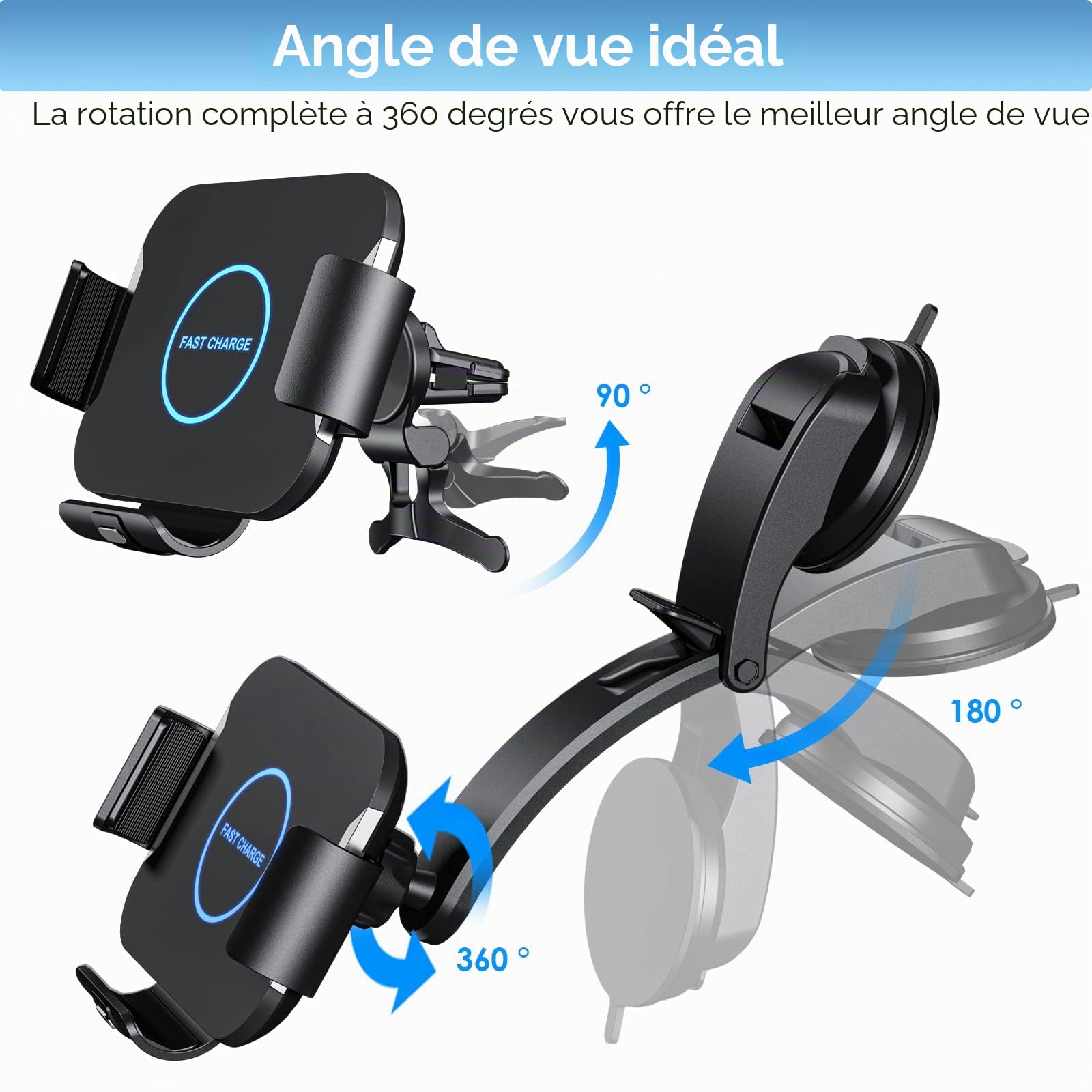Qoosea 15W Qi Chargeur Induction Voiture, Double Bobine Chargeur sans Fil Voiture Rapide Automatic Clamping Support Téléphone Voiture pour Samsung Galaxy Z Fold 6/Z Fold 5/4/3/2 Oppo Find N2