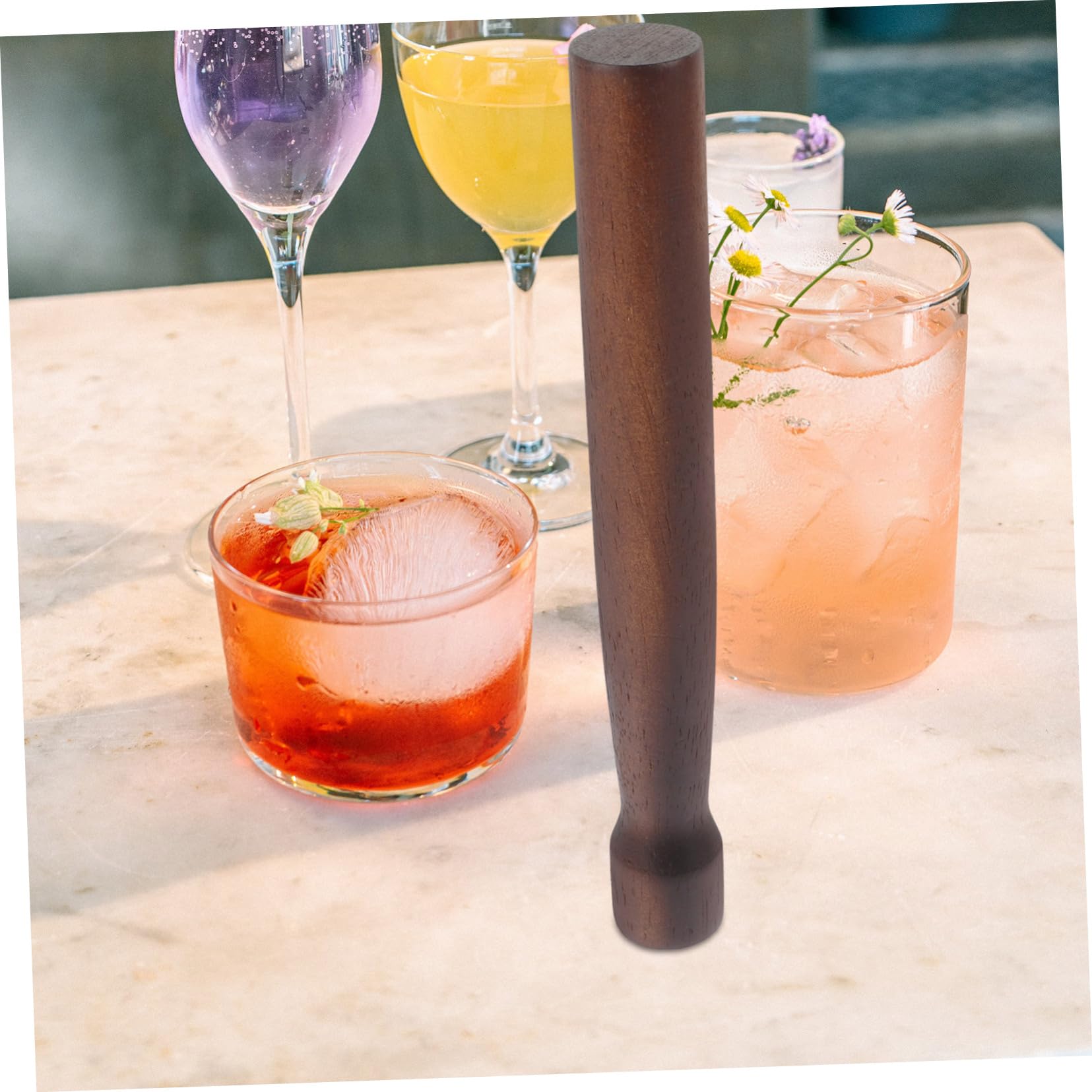 MAGICLULU Professional Wooden Muddler for Cocktails Thick Non Stick Grinding Rod for Mashing Citrus Fruit Ice Bar Tool for Home Bar Milk Tea Shops Parties