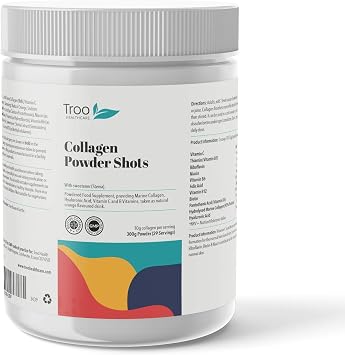 Troo Health Care Hydrolysed Marine Collagen Peptides Powder Enhanced with Essential Vitamins 300g - Easy Mix Liquid Collagen Drink with Biotin Hair and Skin Support - UK Manufactured