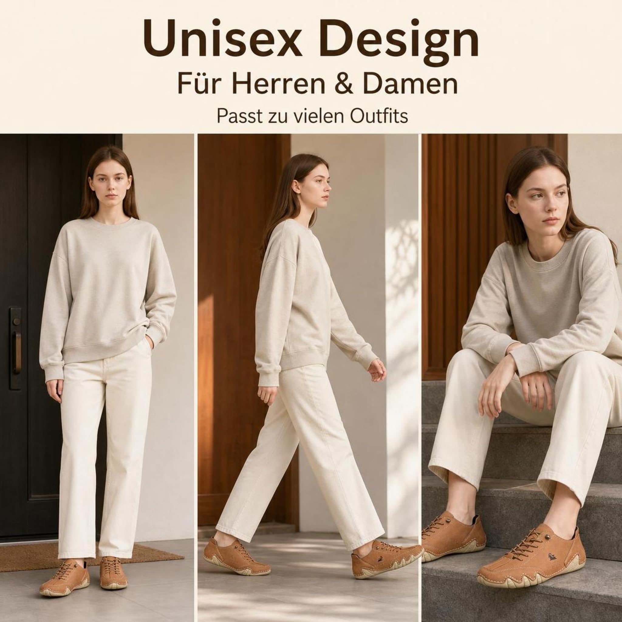 Ultra-Bequeme Barfußschuhe aus Leder für Damen und Herren im Alltag | Flexible Sohle, Weiches Innenfutter und Angenehme Passform für Spaziergänge, Freizeit und Reisen