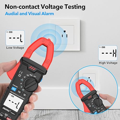 Miniatura 3 de MESTEK Medidor de abrazadera digital Probador de voltaje multímetro 4000 cuentas de rango automático Amp Volt Ohm medidor con NCV, mide corriente