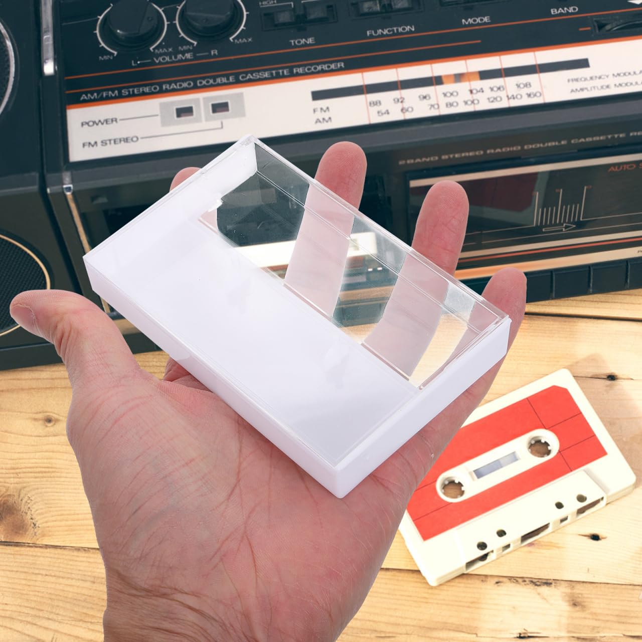 Magiclulu - Lote de 10 cajas de almacenamiento transparentes para casetes de audio vintage de plástico compacto para protección y organización de cintas grabación de voz