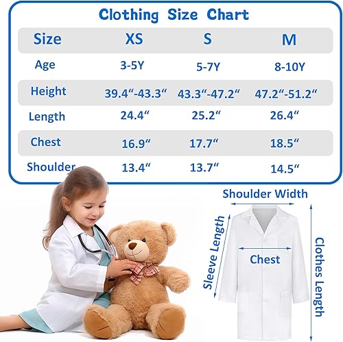 Miniatura 4 de Disfraz de médico para niños, bata de laboratorio de doctor con estetoscopio de trabajo, disfraz de vestir para niños pequeños