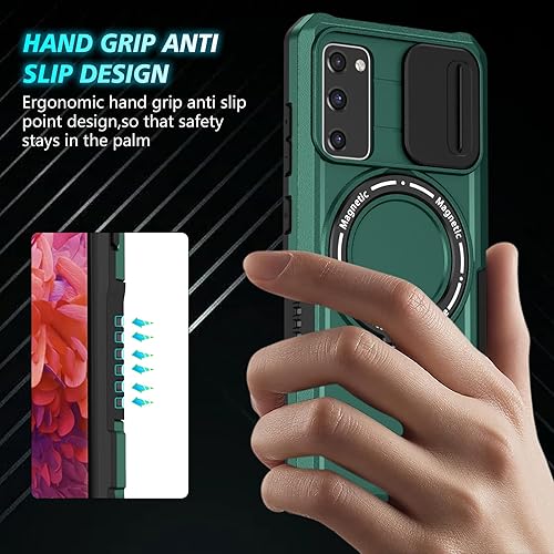 Miniatura 9 de YOUULAR Funda magnética para teléfono móvil con soporte de anillo para Samsung Galaxy S20 FE 2022, compatible con carga inalámbrica Funda protectora
