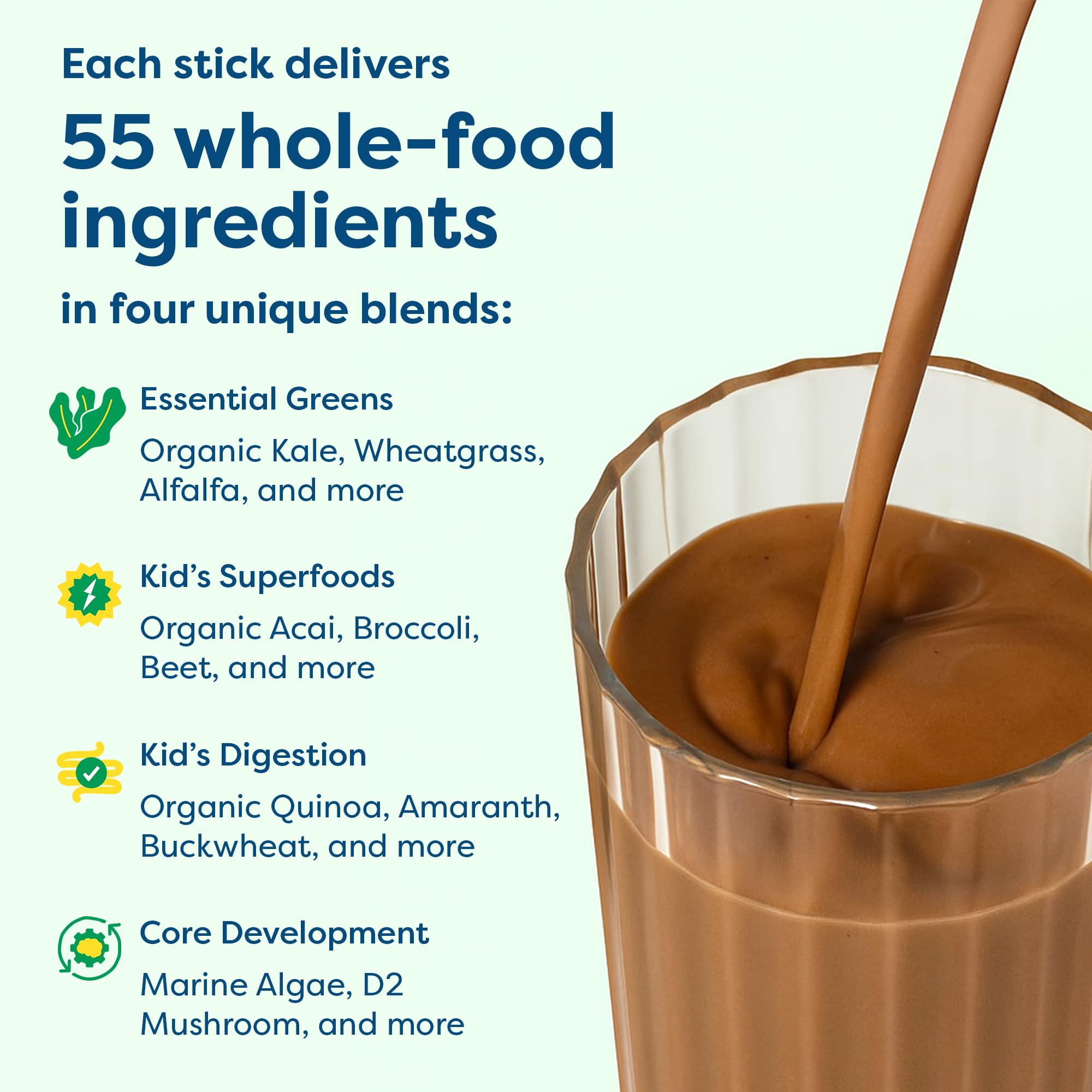 HIYA Kids Greens + Superfoods Powder, Chocolate, 55+ Whole-Foods, 0g Sugar — Amazon image 5