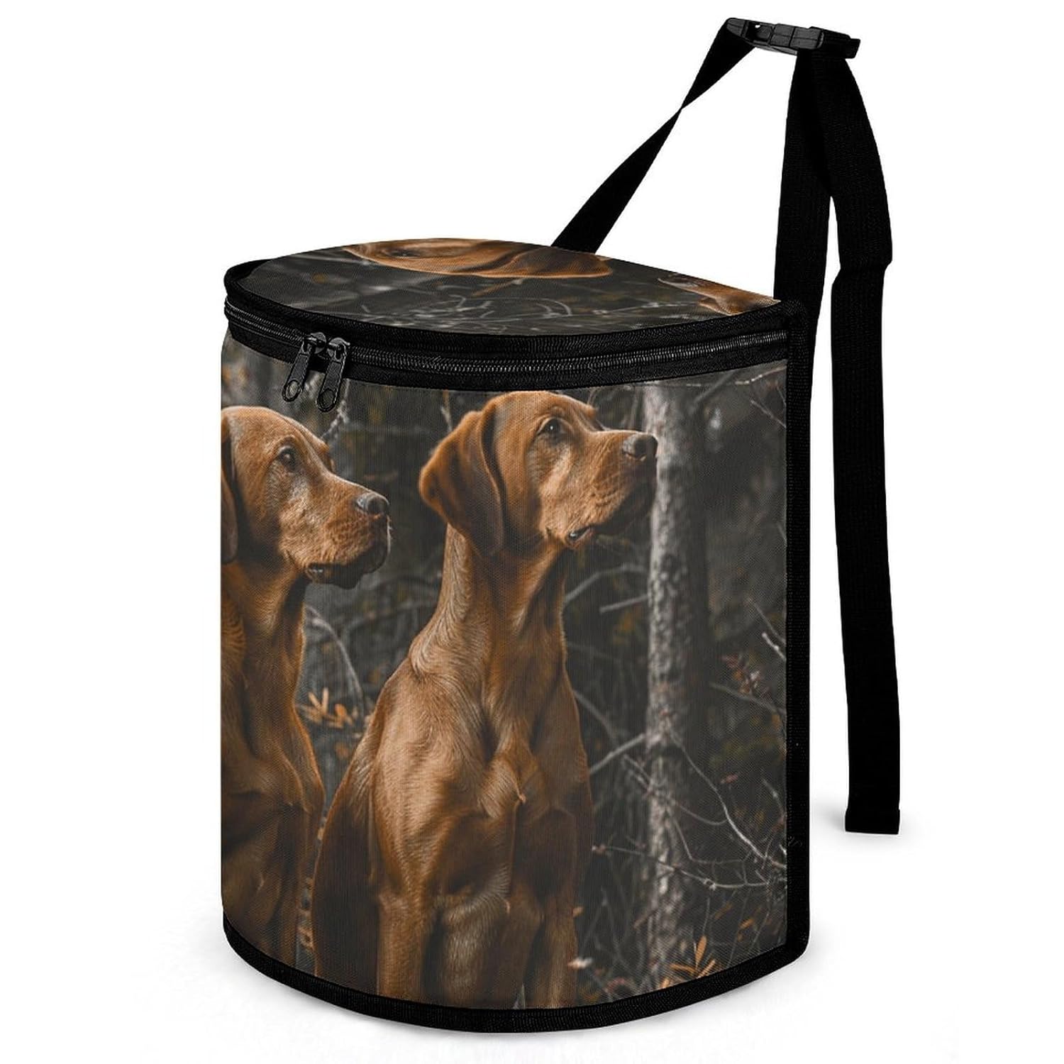 MUSM Leakproof Car Trash Can 2.5 Gallon, Durable Automotive Garbage Bag with Waterproof Liner, Two Big Brown Dogs Trash Bag for Car, Truck, RV & Bathroom