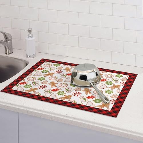 Miniatura 1 de Tapete de secado de platos de gnomo de feliz día de San Valentín, tapetes reversibles de microfibra absorbente para encimera de cocina, 18 x 24