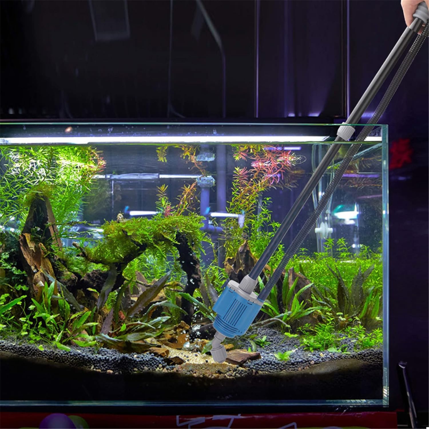 COYEUX Nettoyeur de Gravier d'aquarium, Ensemble de changeur d'eau d'aquarium sous Vide électrique 6 en 1, pour enlever la saleté, Changer l'eau, Laver Le Sable, Douche d'eau, Circulation de l'eau