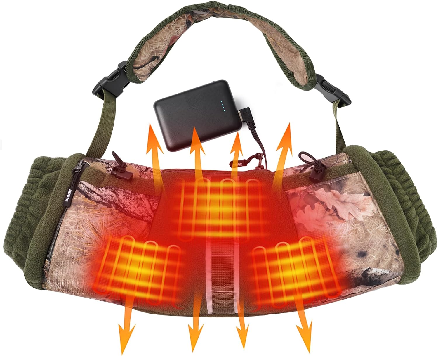 ARRIS Heated Hunting Hand Warmer, Electric Camo Hand Muff with Rechargeable 10000MAH Battery, Hunting Pouch for Outdoor Sports Golf Photography Camping Unisex