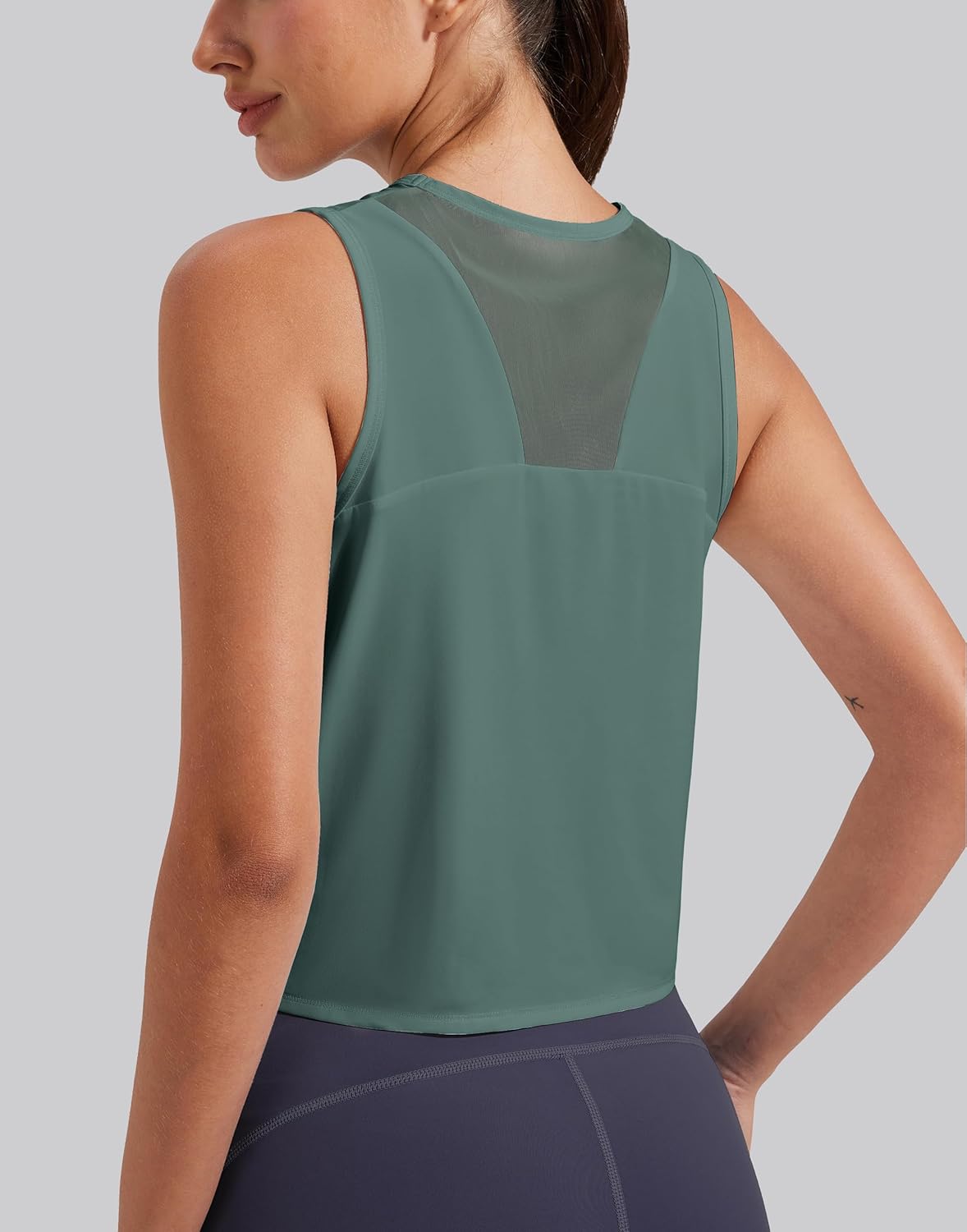 Pioneer Camp Women's Workout Tank Tops Mesh Panel Loose Fit Muscle Tank Athletci Sleeveless Yoga Running Shirts