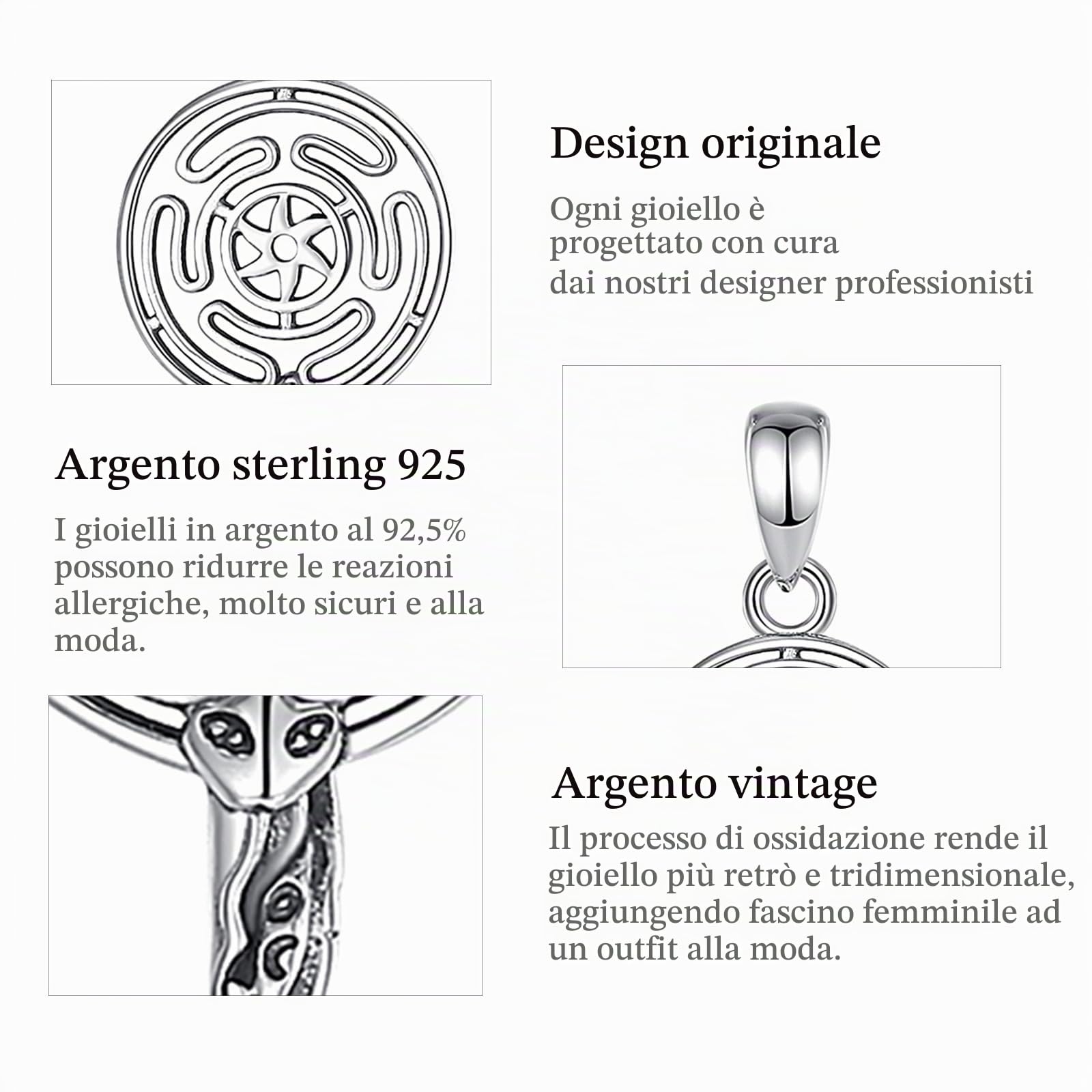 CELESTIA Donna Ciondolo Ecate Collana Portafortuna Dea della Luna Gioielli Wicca Argento 925 Strega Stregoneria Amuleto Esoterismo Regalo Donne