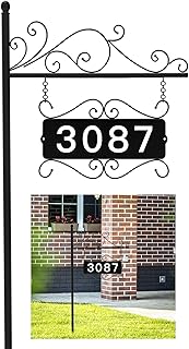 Metal Address Sign, Home Address Plaque, Address Post Sign Double-Sided, Street House Numbers for