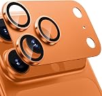 WSKEN for iPhone 17 Pro Max Camera Lens Protector, [Military Grade Shatterproof] [Strong Adhesion] Metal Aluminum Alloy Tempered Glass Camera Screen Protector for i, Orange Titanium