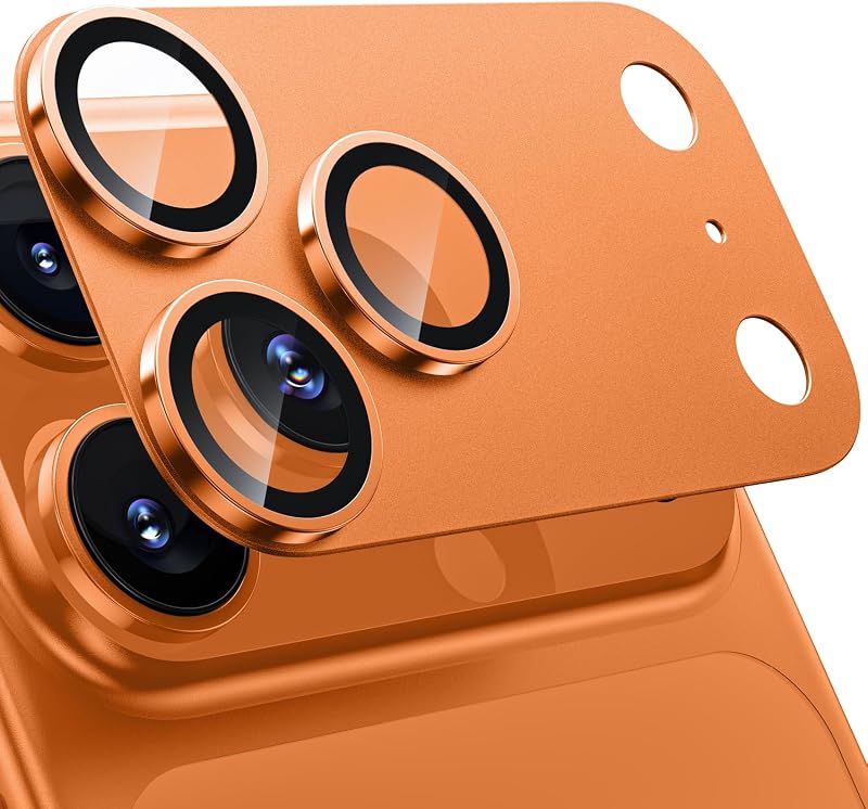 WSKEN for iPhone 17 Pro Max Camera Lens Protector - Military Grade Design | Strong Adhesion, Daily Shatterproof, Metal Aluminum Alloy Tempered Glass Camera Screen Protector, Cosmic Orange