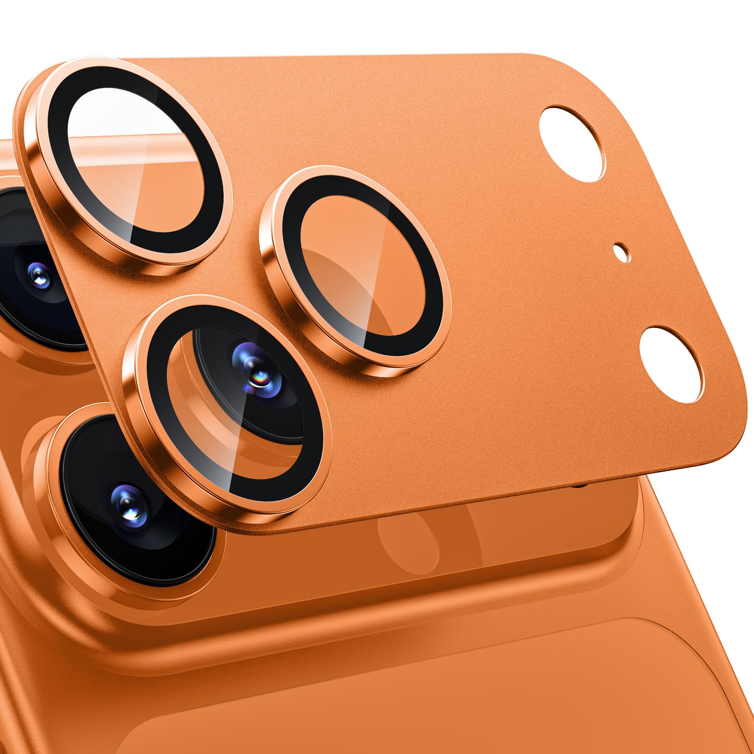 WSKEN Matte Kameraschutz für iPhone 17 Pro Max - Metallplatte 9H Härte Kratzfest Blasenfrei,Klar Kamera Panzer Schutz Glas Displayschutz Folie,Handyhülle Freundlich,Anti-Fingerabdruck,Cosmic Orange