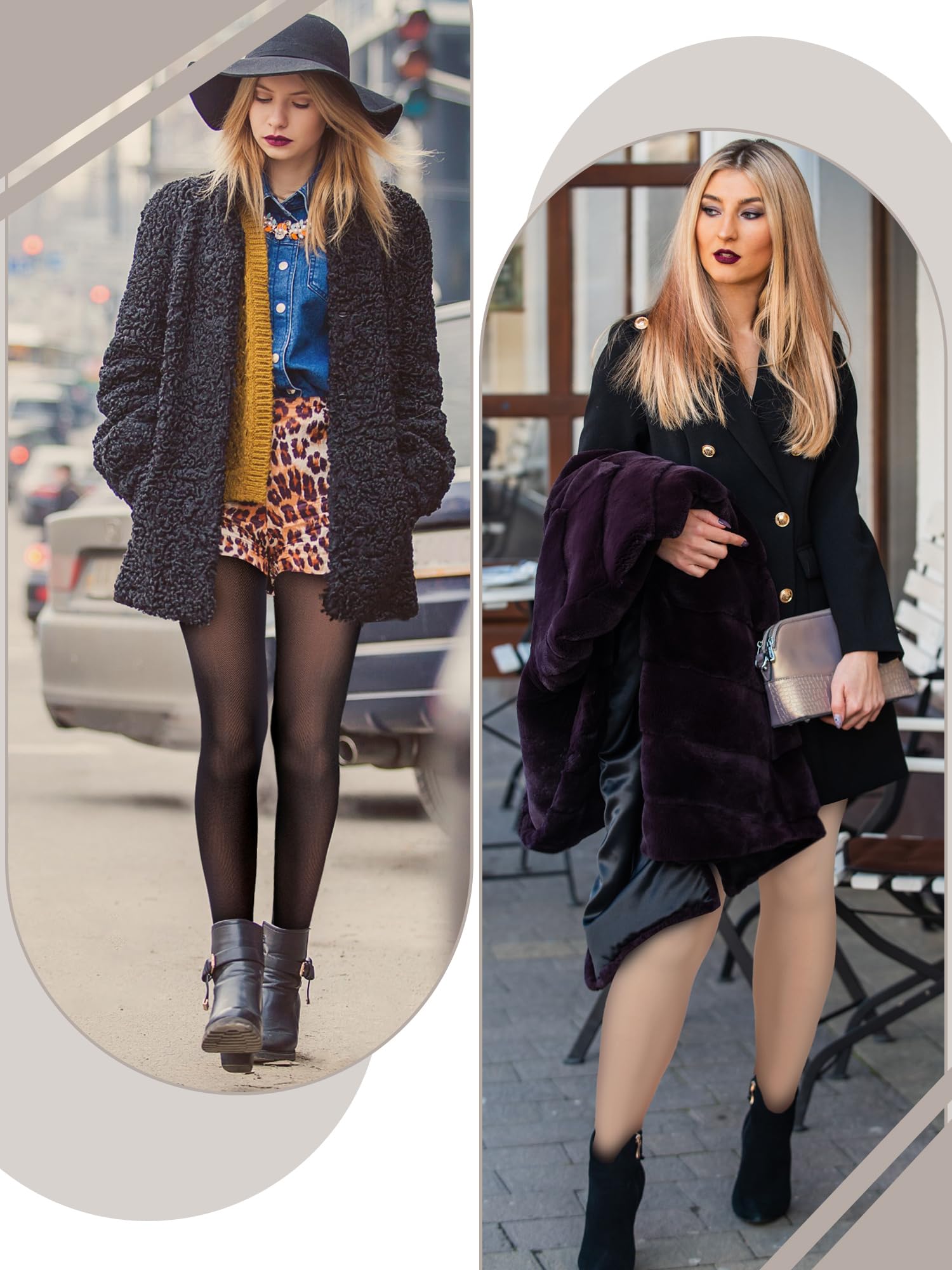 Zhanmai 4 pezzi Collant foderati in pile da donna leggings finti traslucidi caldi collant termici trasparenti calze invernali per le donne