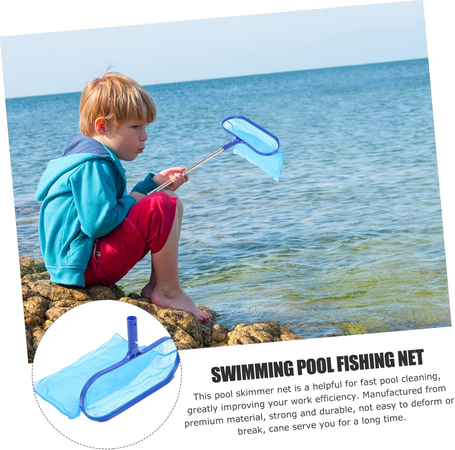 Swimming Pool Leaf Net Skimmer Rake Ergonomic Handle for Efficient Cleaning of Pools Fountains Ponds and Hot Tubs Lightweight and Compact Design for Debris Removal