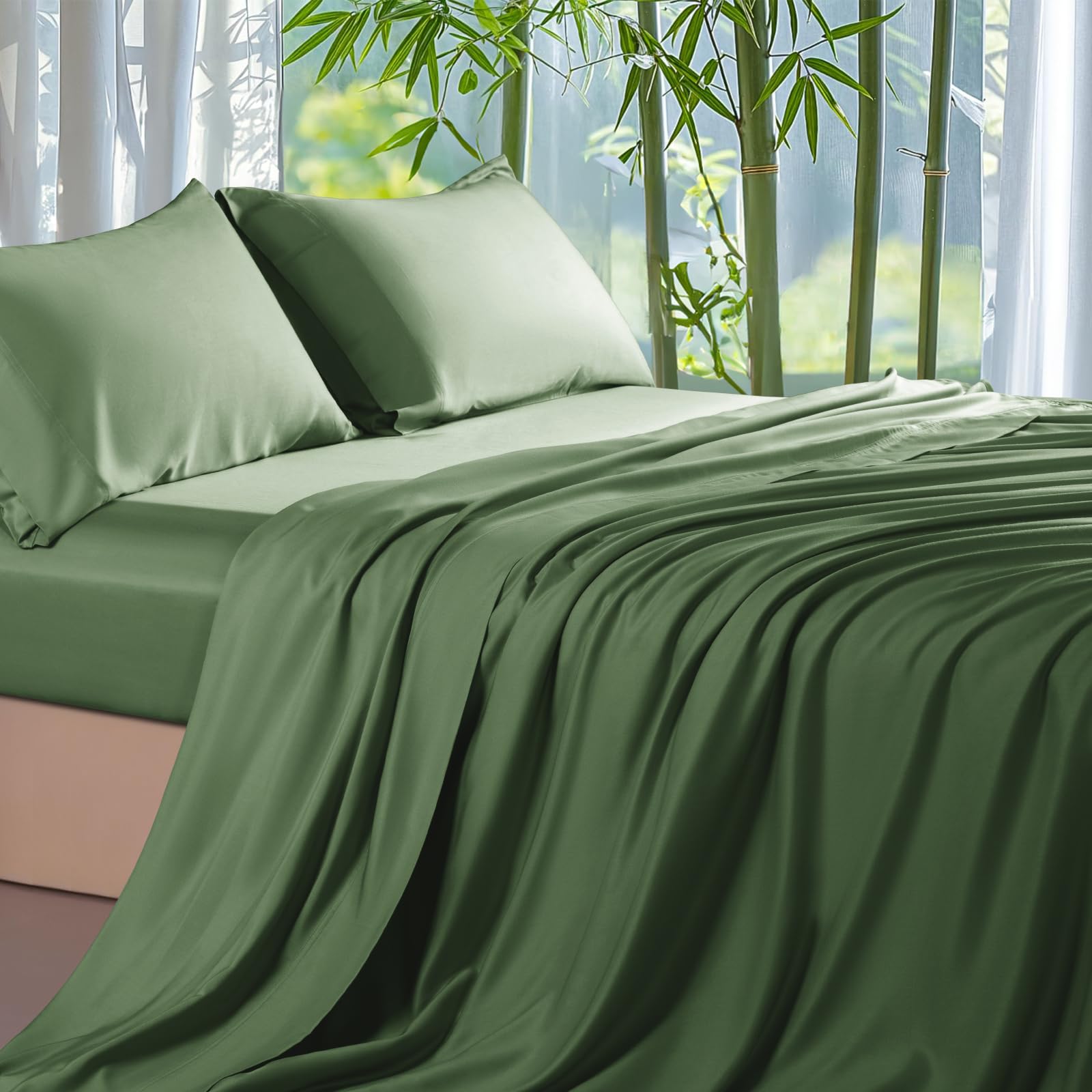 Lenzuola per letto matrimoniale, 100% viscosa derivata da bambù
