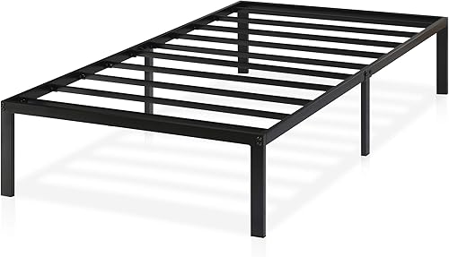 Miniatura 2 de Olee Sleep Marco de cama Dura de 14 pulgadas con pizarra de acero metálico, tamaño matrimonial, color negro