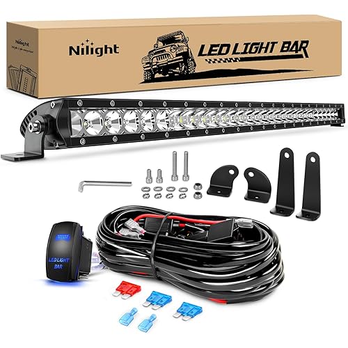 Nilight LED Light Bar 31inch 150W Spot Flood Combo Super Slim 14500LM Off Road 3D LED Driving Off Road Lights with Wiring Harness Kit-1 Lead for Trucks Pickup SUV ATV UTV Boat 4x4 Van Camper