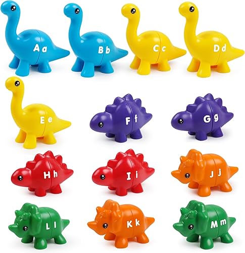 Miniatura 1 de Juguetes de aprendizaje del alfabeto, juego de letras a juego de dinosaurios ABC para niños pequeños con letras de doble cara, juguetes de