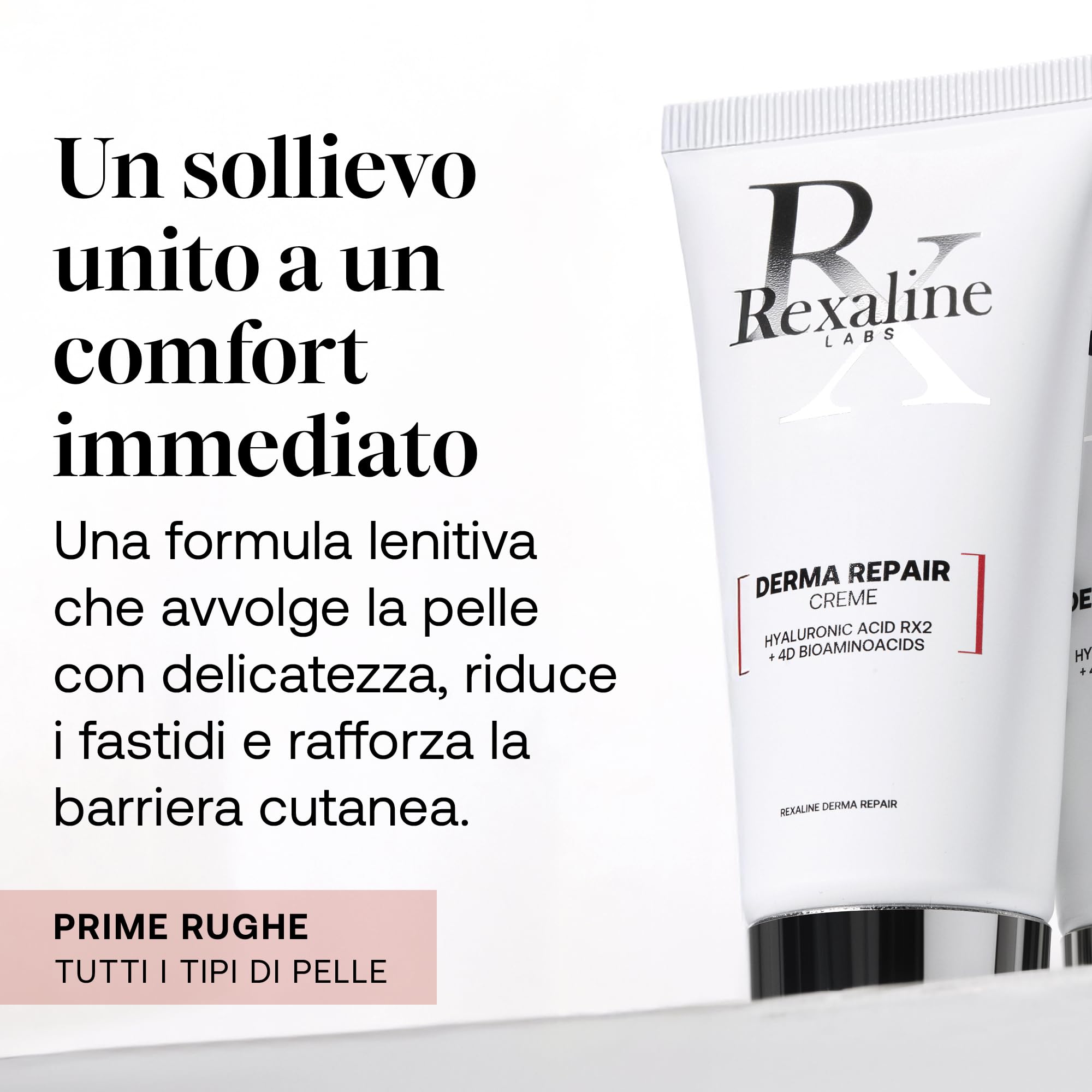 Rexaline Derma Repair Crema – Trattamento Riparatore per Pelli Sensibili, Secche o Irritate – Idratazione Profonda & Azione Lenitiva – Acido Ialuronico RX2 – Senza Silicone – 50 ml