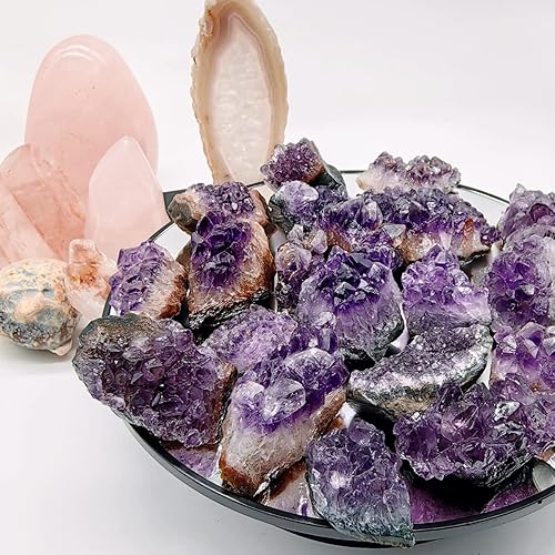 Miniatura 5 de Racimos de amatista cruda, 10 piezas de geoda de cristales de amatista naturales reales, piedras preciosas moradas profundas, piedras curativas a