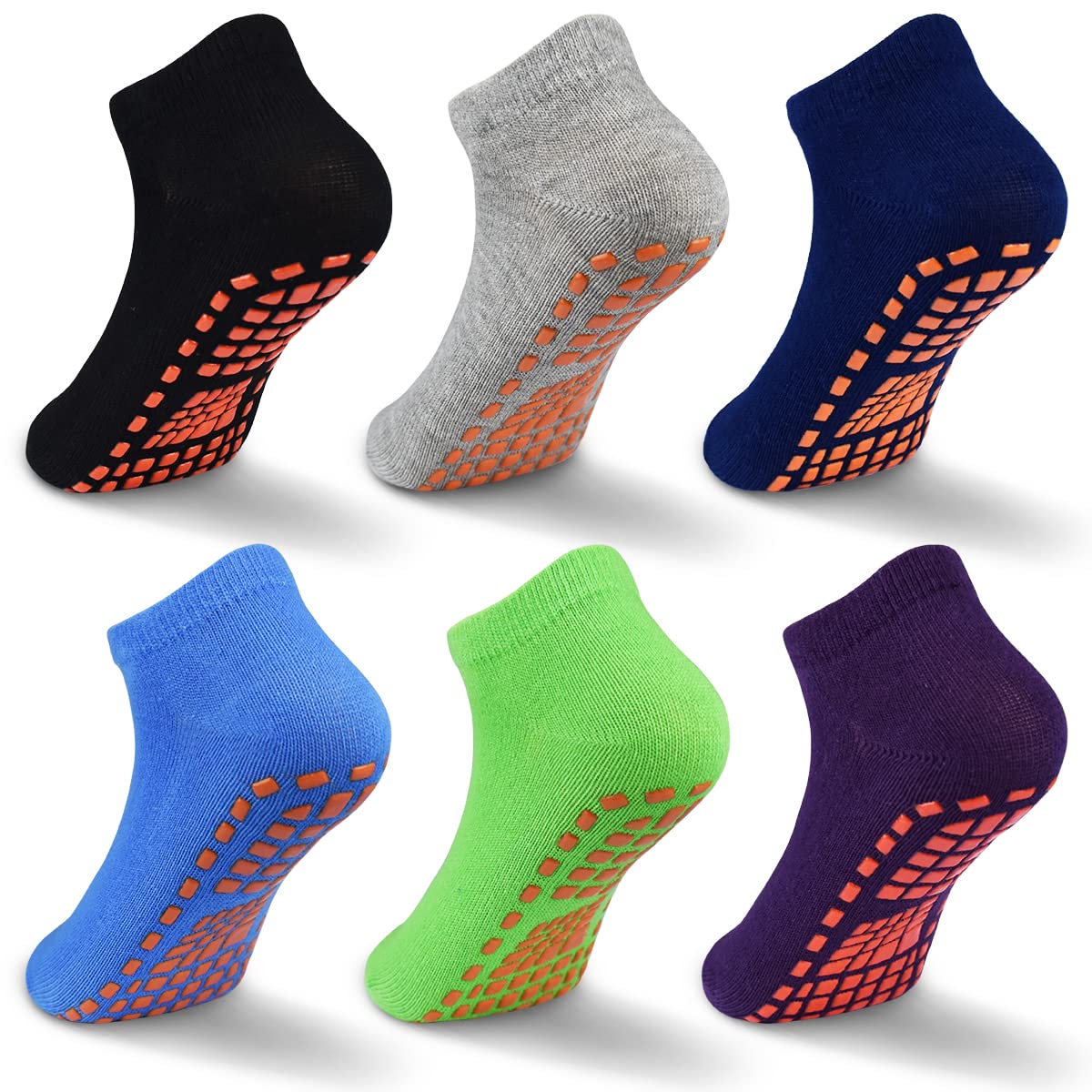 GRPSKCOS Stoppersocken Kinder Yoga Trampolin Socken rutschfeste Socken Kinder 6 Paar Indoor ABS Socken für Jungen Mädchen 2-13 Jahre