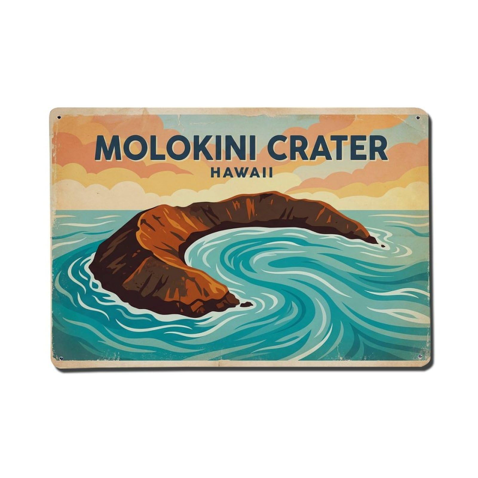 Xanthor Style Travel Vintage Usa Molokini Crater Metal Tin Sign