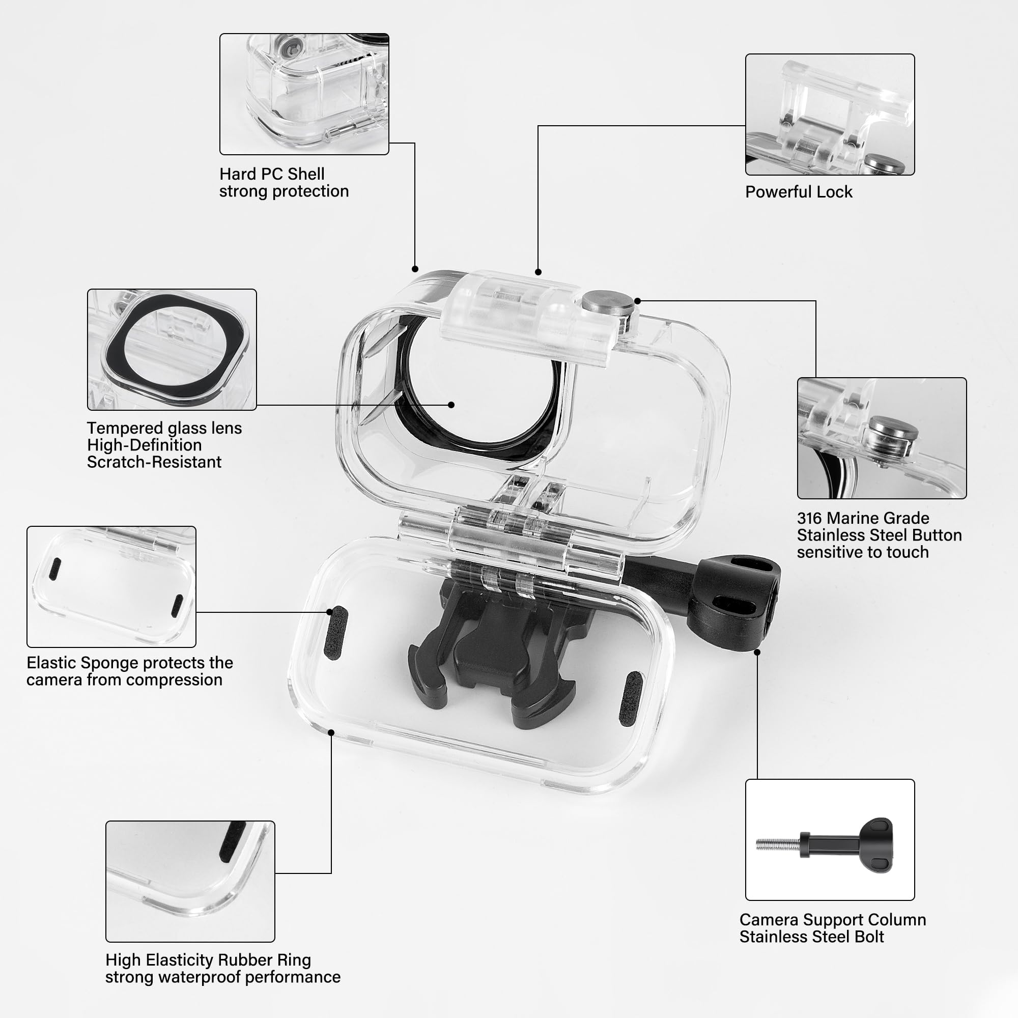 Walking Way Custodia Impermeabile per DJI Osmo Nano, Alloggiamento Subacqueo, Supporta Immersioni fino a 45m con Supporto a Sgancio Rapido e Accessori a Vite, per l'Unità Fotocamera Principale