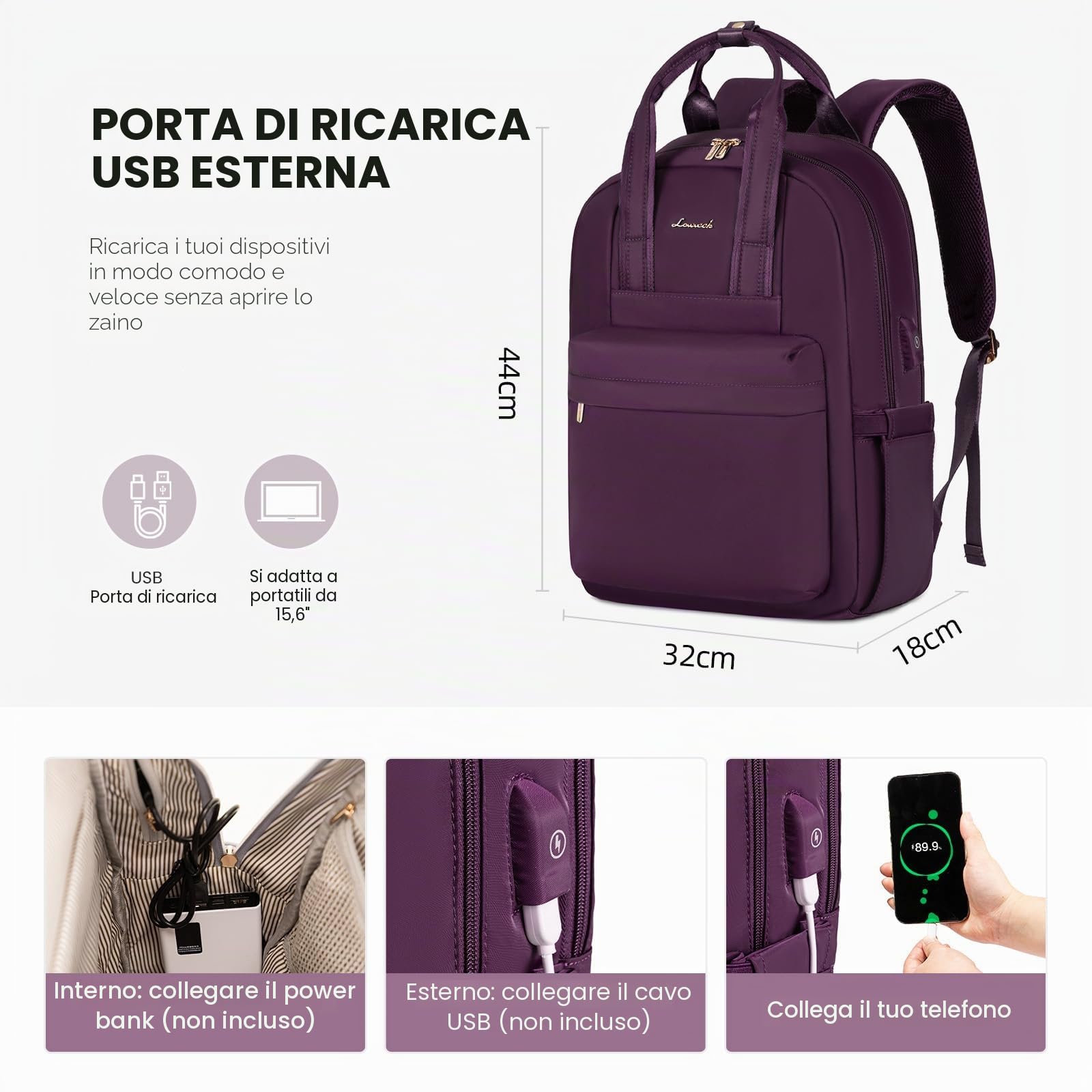 LOVEVOOK Zaino da donna, per computer portatile, per la scuola, per ragazze, adolescenti, impermeabile, da lavoro, da viaggio, con scomparto per laptop, elegante, per scuola, università, lavoro