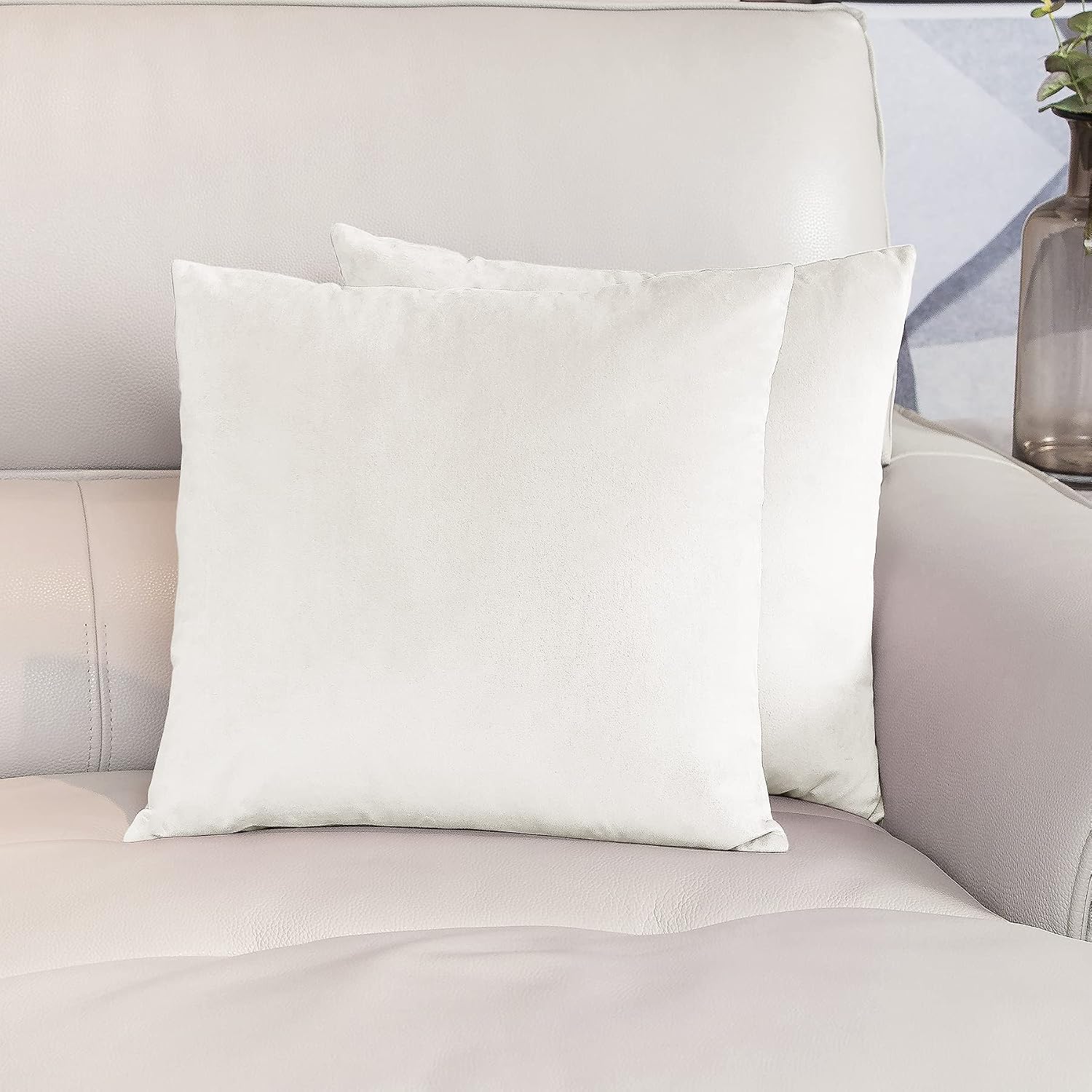 Kylinton Velvet Decorative Throw Pillow Covers Square Pillow Cases 18x18 Inches, Set of 2 Home Decor Soft Soild Cushion Cover for Couch Sofa Bedroom Car, Cream White