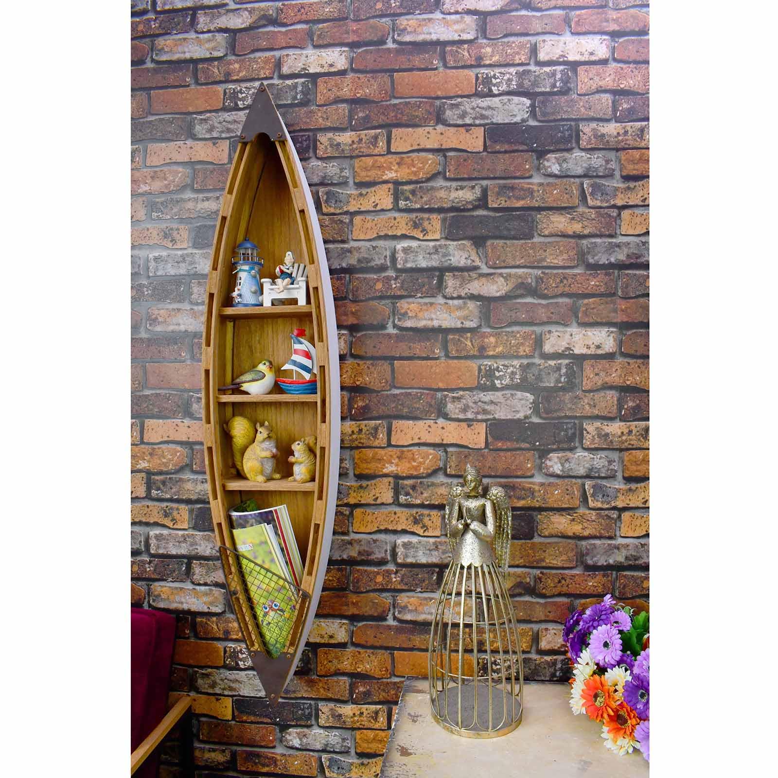 Ancora Nautica In Legno - Decorazione Murale Stile Marinaresco - 28 X 19,6 Cm - Colore Blu E Bianco