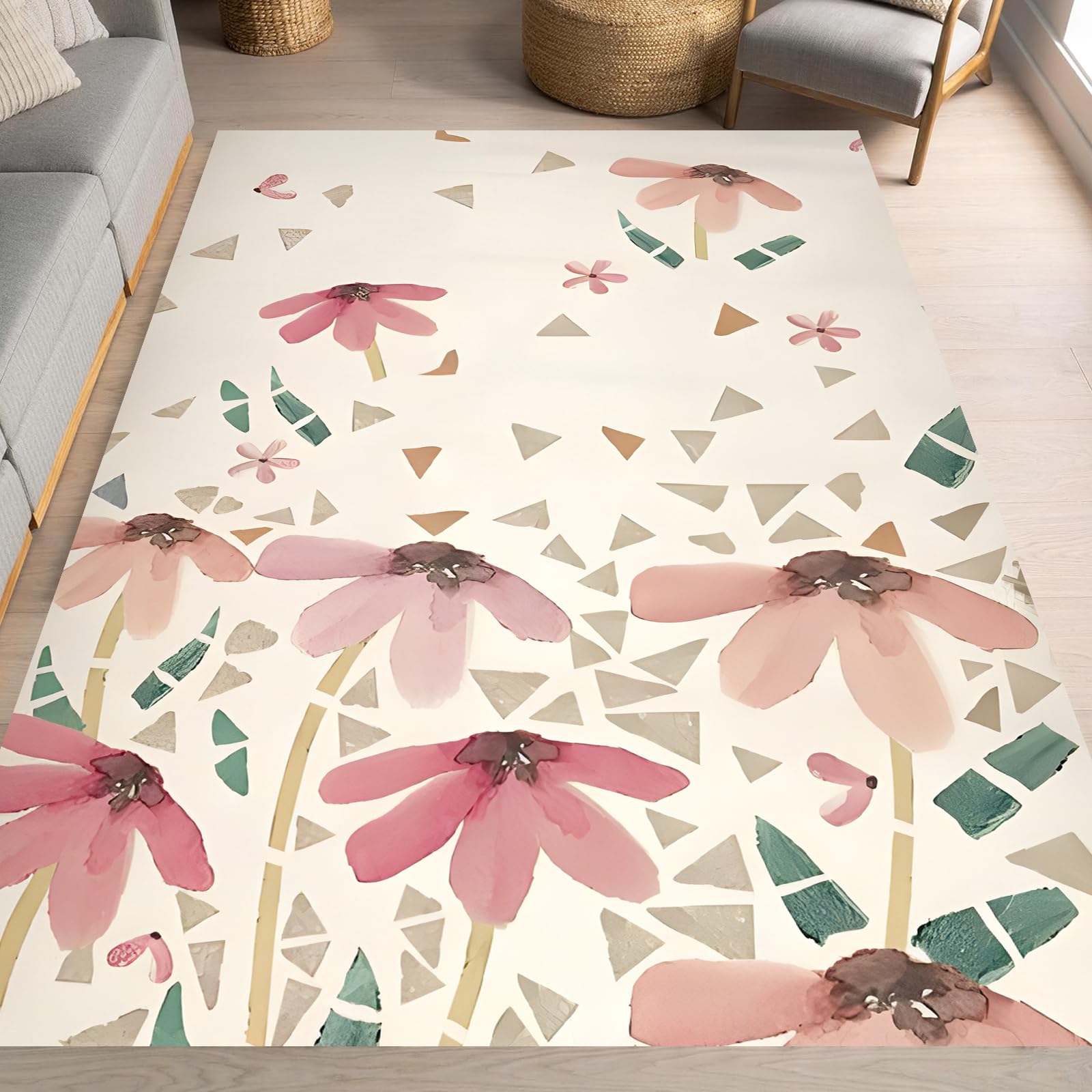 Tapis de cuisine et salon lavable beige et rouge pour réchauffer l'ambiance