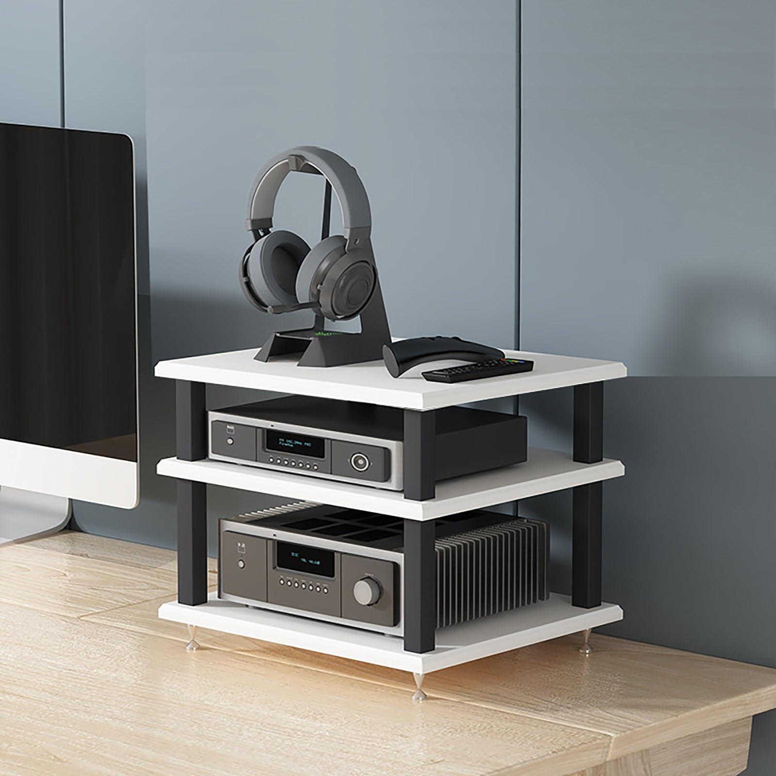 Organizador de audio para escritorio que elimina el desorden de equipos de sonido