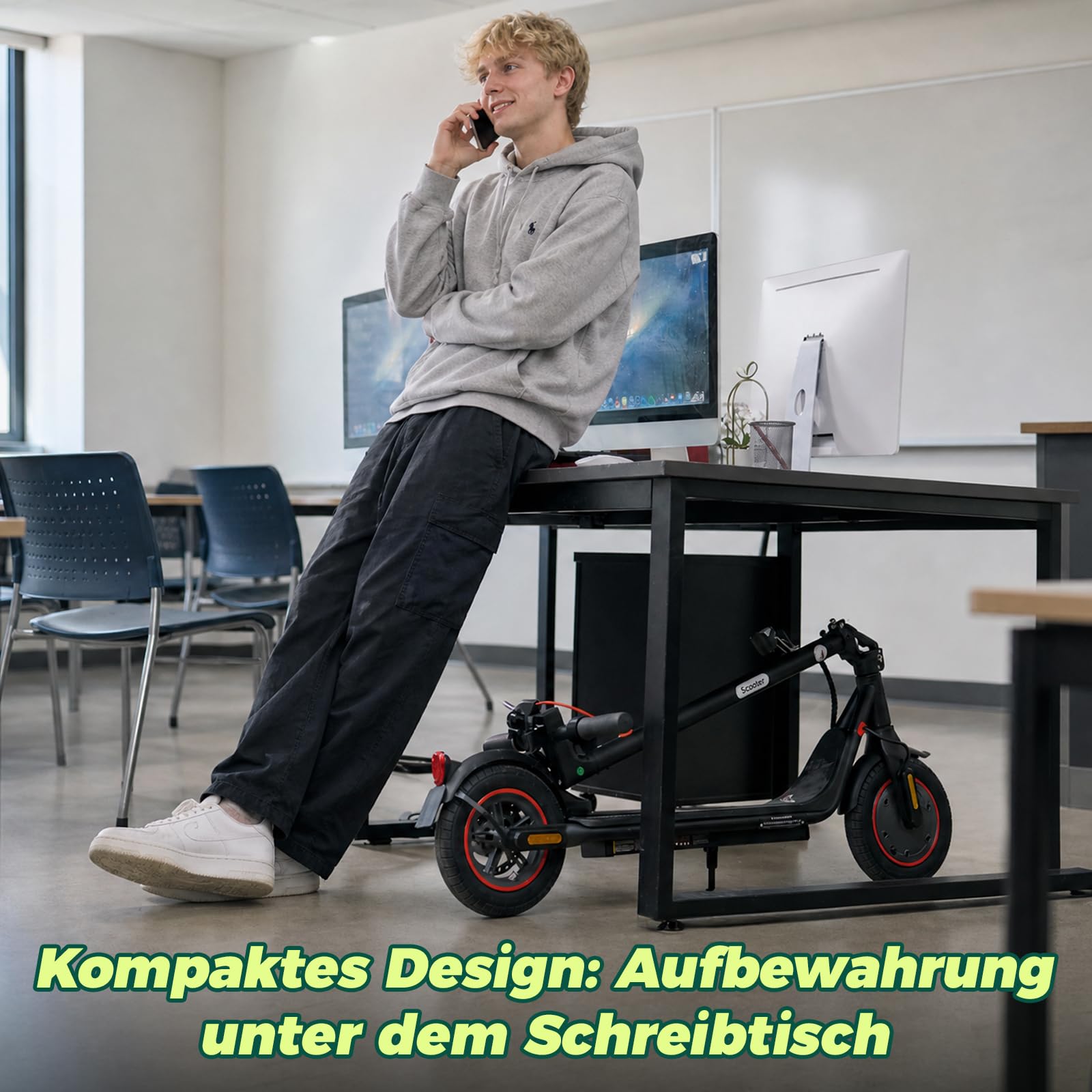 E Scooter mit Straßenzulassung für Teenager ab 14 Jahre, Max 20km Reichweite 20km/h, ABE Faltbarer E Roller mit 8.5 Zoll Luftreifen, Leicht Tragbar Elektroroller für Stadtpendler Campusverk