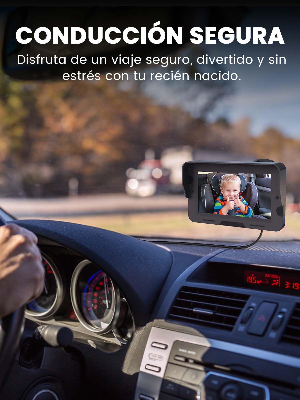 GROWNSY Cámara Bebé Asiento Trasero HD 1080P 4.3'' Espejo Retrovisor Bebé Coche Pantalla con Función de Visión Nocturna，Plug & Play, fácil instalación Visita la tienda de GROWNSY