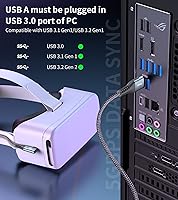 Vista 6 de Sweguard Cable de conexión de realidad virtual de 10 pies compatible con Oculus Quest 2 USB 32 Gen 1 USB A a USB C con transferencia de datos