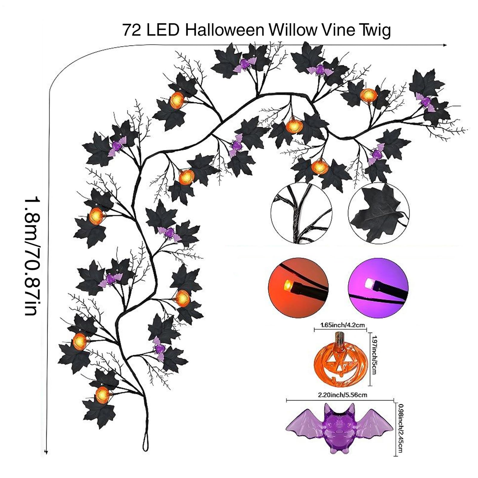 Lampki sznurkowe Halloween Dekoracyjne girlandy wodoodporne z 8 trybami
