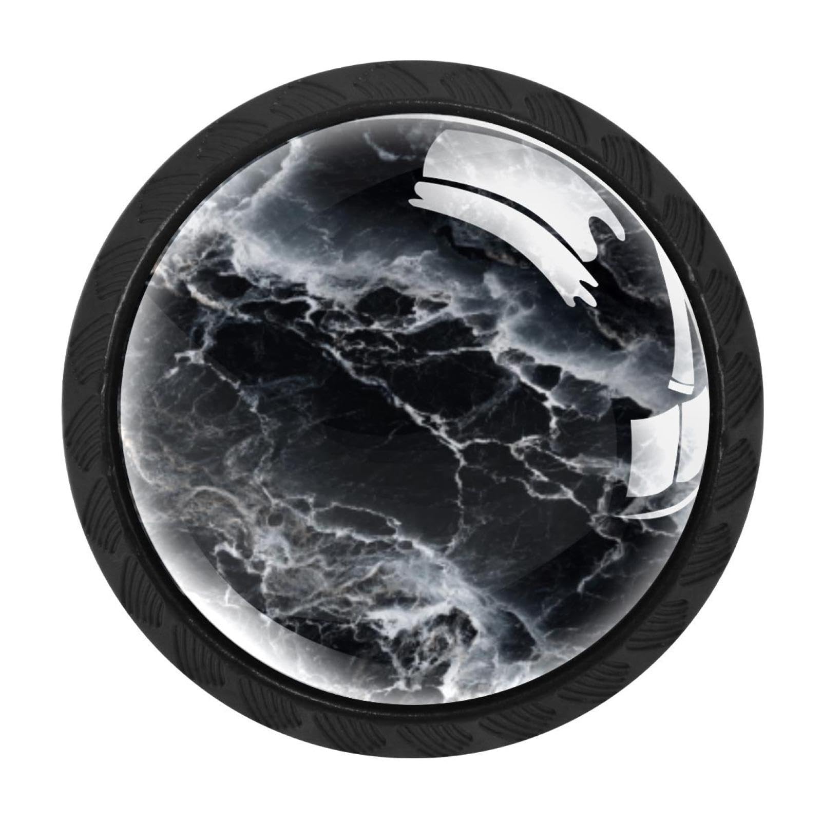 CHENZZZZ 4 Pieces Kitchen Cabinet Knobs Black Marble (3) Drawer Knobs Dresser Knobs Drawer Pulls Door Knobs Dresser Drawer Handles Knobs for Dresser Drawers
