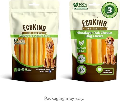 Miniatura 9 de EcoKind Premium Gold Yak Cheese Himalaya - Masticables para perros, para razas grandes, totalmente naturales, con alto contenido de proteínas, para