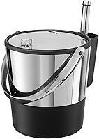 Oggi Double Wall Insulated Ice Bucket with Lid & Scoop - 4 Quart Stainless Steel Black for Parties