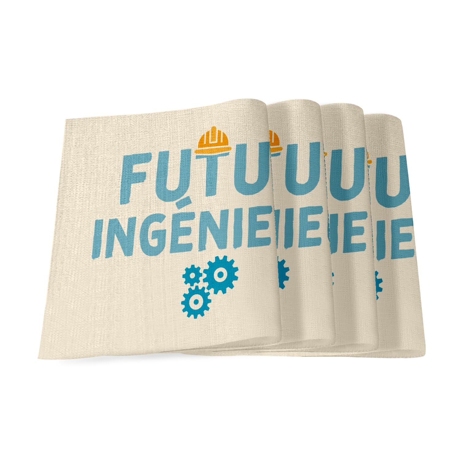 Sets de table en lin Futur Ingénieur grand format 40x28.5 cm pour enfant x4