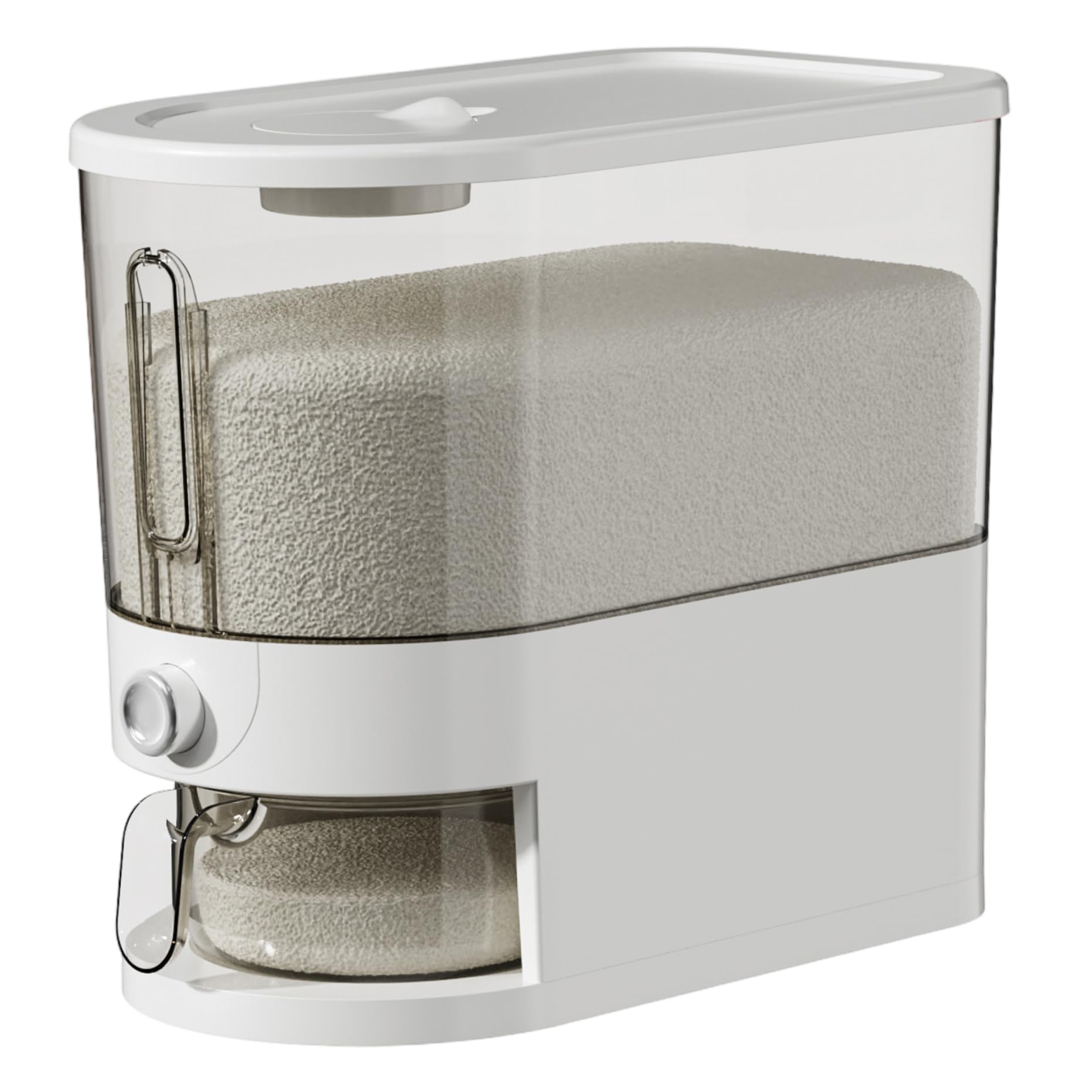 Hotainoys Rice Dispenser, Detachable Clear PP Plastic Rice Container with Measuring Cup Kitchen Organization for Cereal Oatmeal Coffee Bean Soybean Corn, 5kg Storage