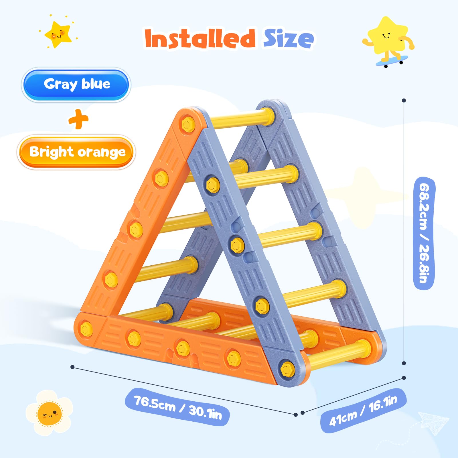 Triangle d'escalade pour Enfants 1 an+, Tour d'escalade Sécurisée, Poignées Antidérapantes, Développe Motricité et Équilibre, 50kg de Charge, Compact
