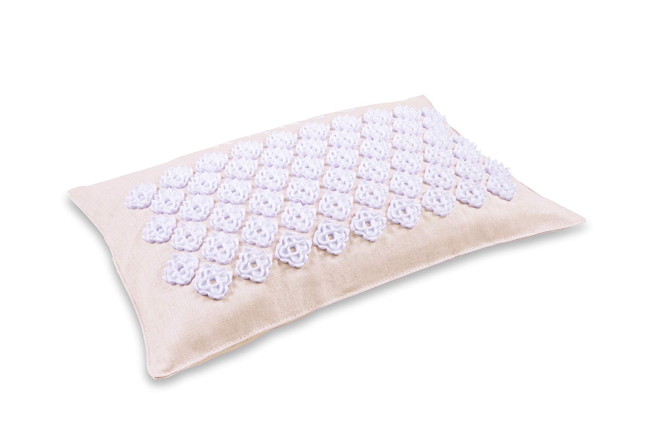 Kanjo Premium Unscented Acupressure Pillow - 100% Undyed Cotton Linen - Buckwheat Chaff Fill - Relieves Back Pain and Neck Pain